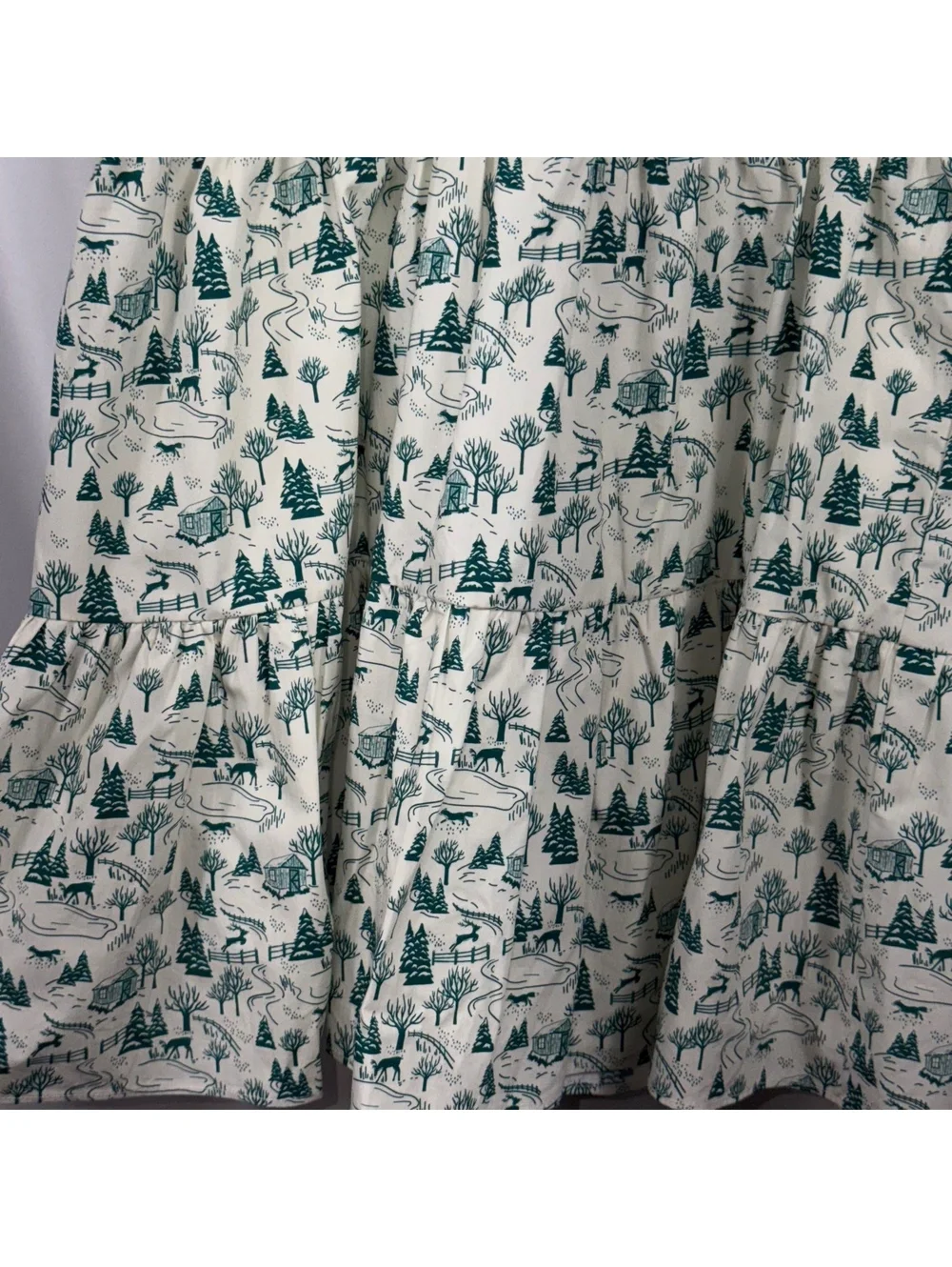 Shop the Mint Girls Size 8/10 Winter Toile Print Tiered Dress Green Ivory